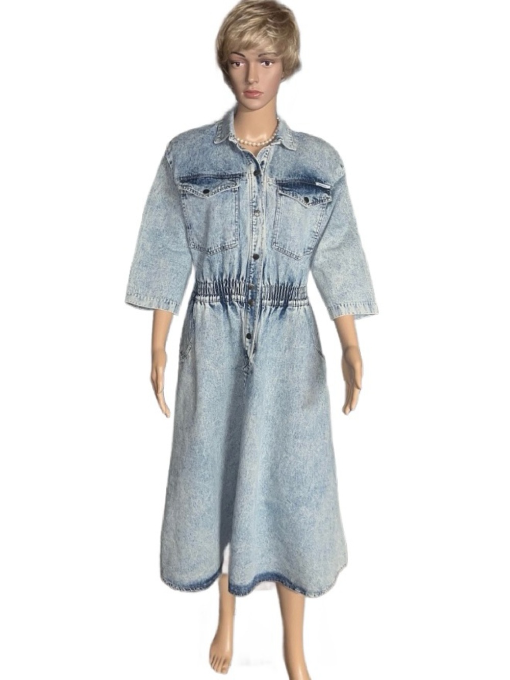 Dreams ~ Women’s Medium ~ Vintage  (1990’s) ~ Blue Acid Wash ~ Denim Dress
